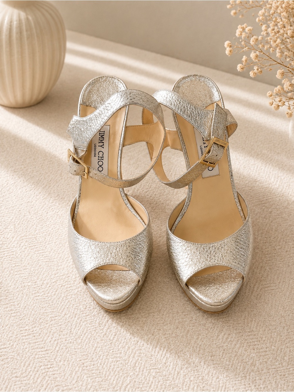 Jimmy Choo Metallic Platform Sandals – Size 41
